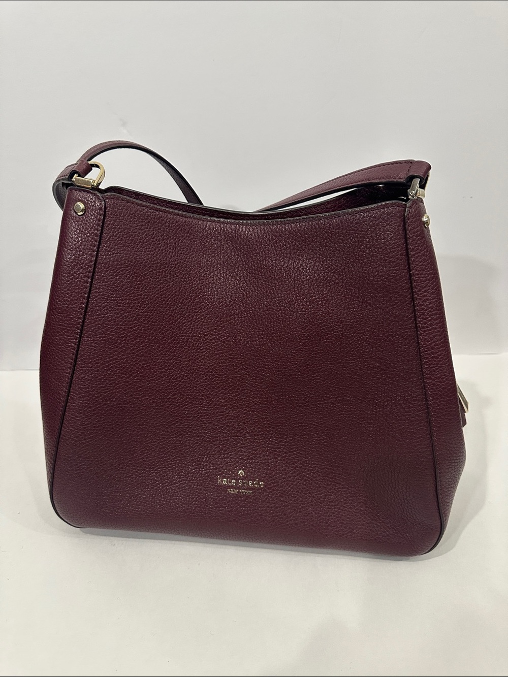 Kate Spade Pebbled Leather Shoulder Bag in Deep Burgundy